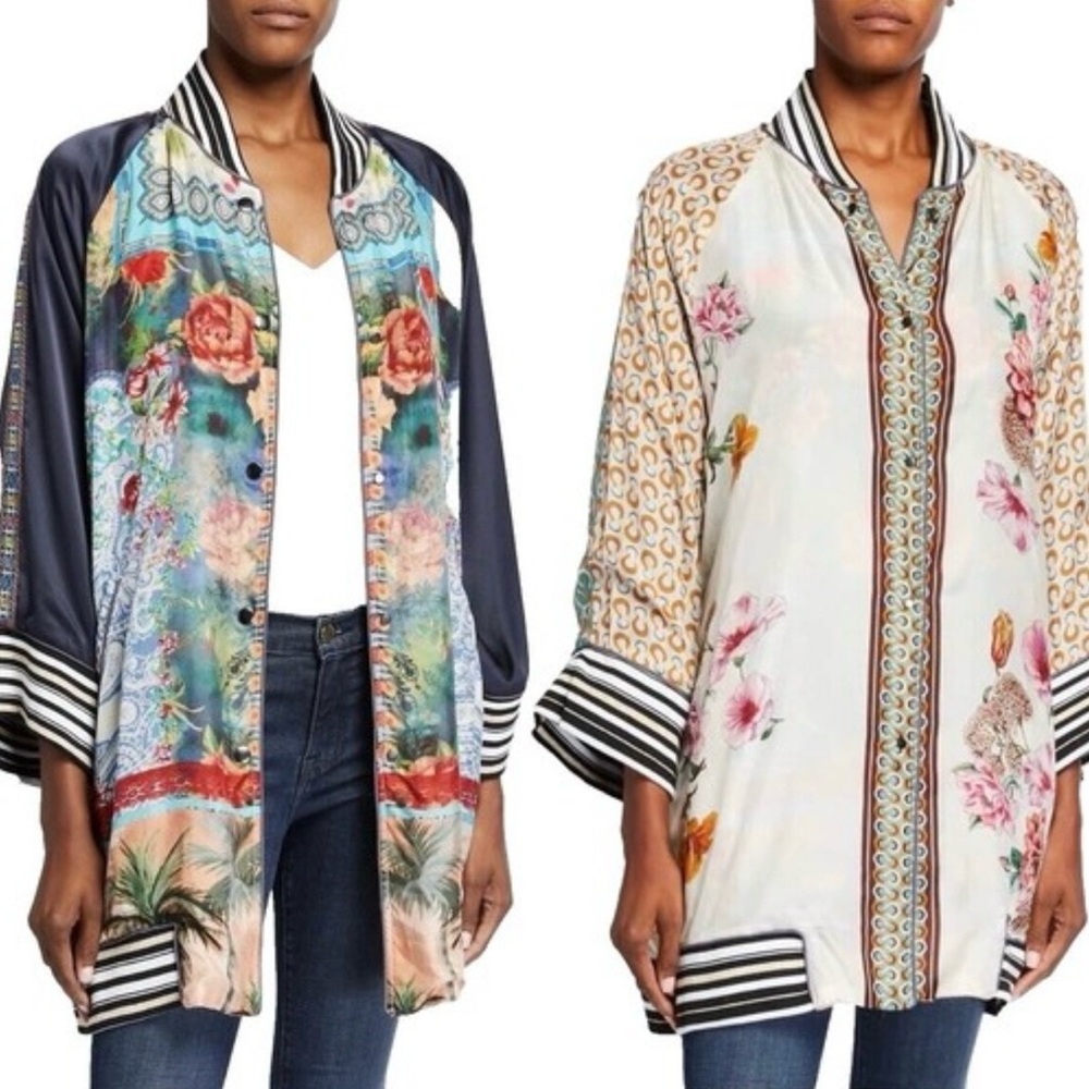 NWT Johnny Was Tropical Reversible Silk Kimono Jacket - Size 2X